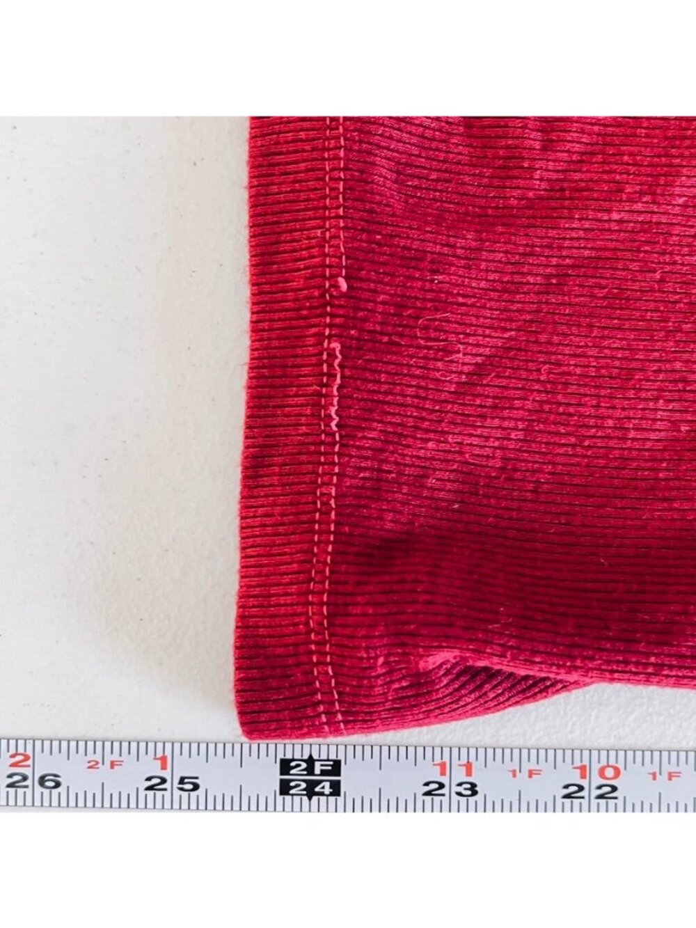 Oxblood Red Ribbed Long Sleeve Soft Stretch Fitted Layering Tee Minimalist Sz S - Picture 8 of 11